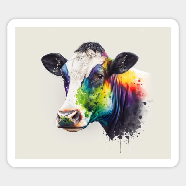 Cow Watercolour Painting Sticker by TheArtfulAI